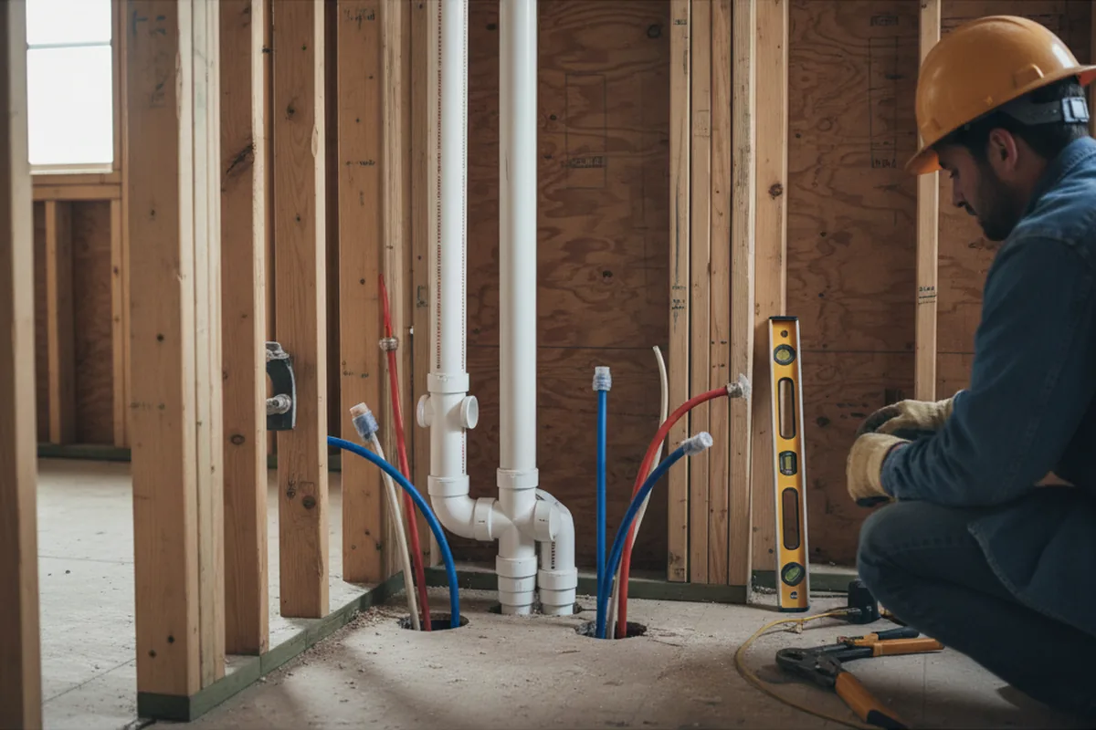 Drain and supply rough-in during Toilet Repair and Installation in Plymouth